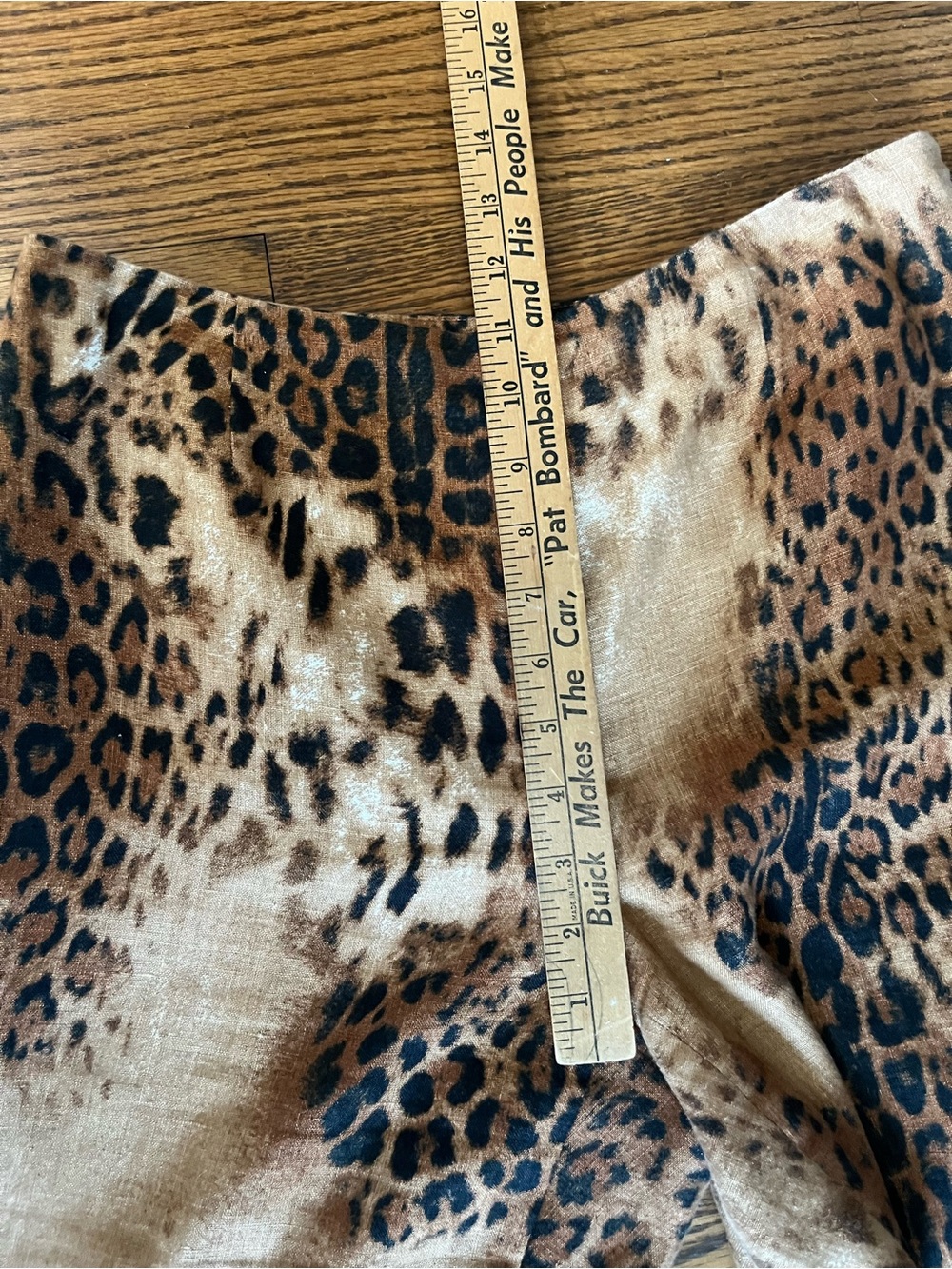 Vintage Leopard Print High Waist Slim Tapered 100% Linen Pants - Brown & Black - Picture 11 of 13